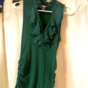 Green ruffled fitted top